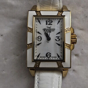 VINTAGE LADIES AQUASWISS AVALON IN GOLD AND CERAMIC WHITE